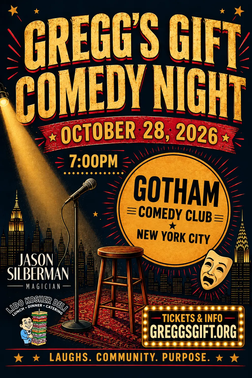 Gregg's Gift Comedy Night 2026 flyer